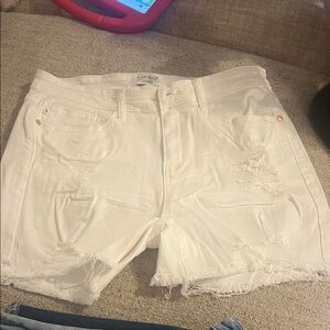 Judy Blue White Distressed Frayed Hem Jean Shorts